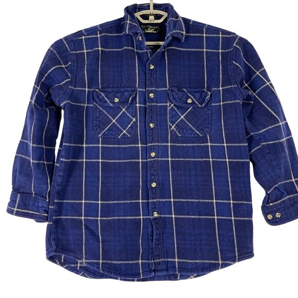 Canyon Guide Flannel Shirt Mens Size L Large Purple Plaid 100% Cotton Shacket - Picture 1 of 5